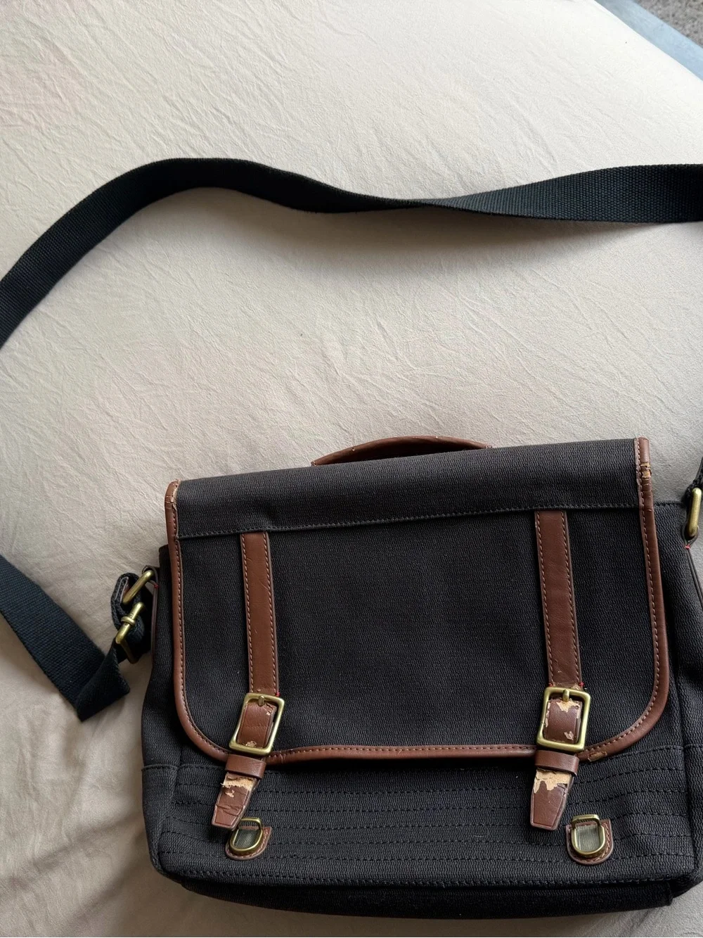 Fossil Black and Brown Men’s Canvas Messenger Bag